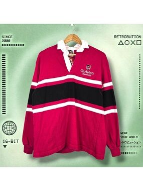 Vintage Carleton University Barbarian Rugby Long Sleeve Shirt Red Size M